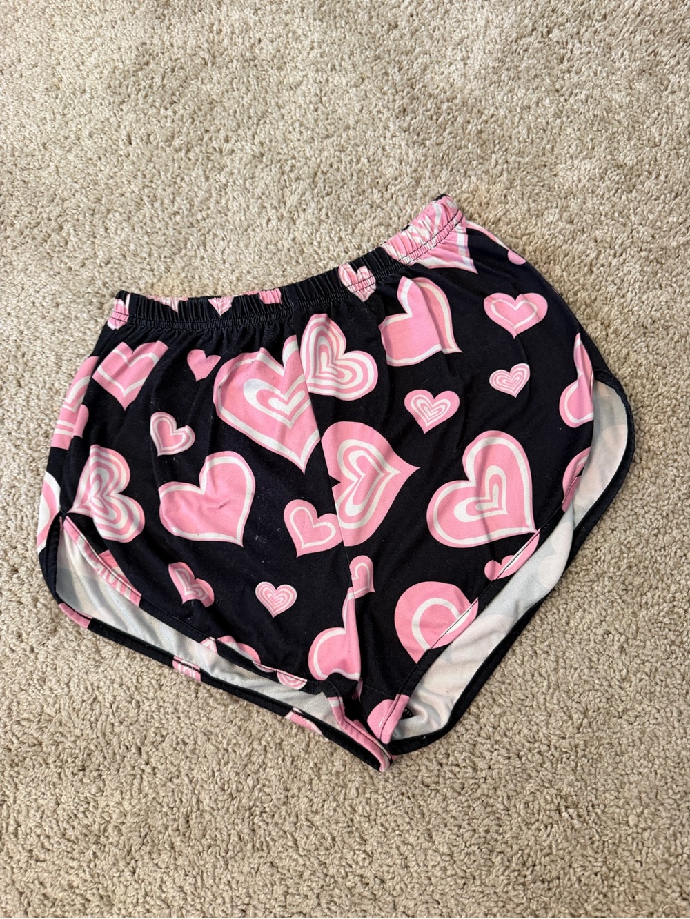 Shorts with Pink Heart Print, Small